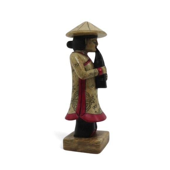 Asian MUSICIAN FIGURINE with Instrument Ethnic Home Decor Vintage 6" - Picture 6 of 10